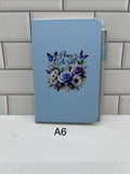 Journal ligné A6 vierge avec un magnifique motif inspirant - Bleu