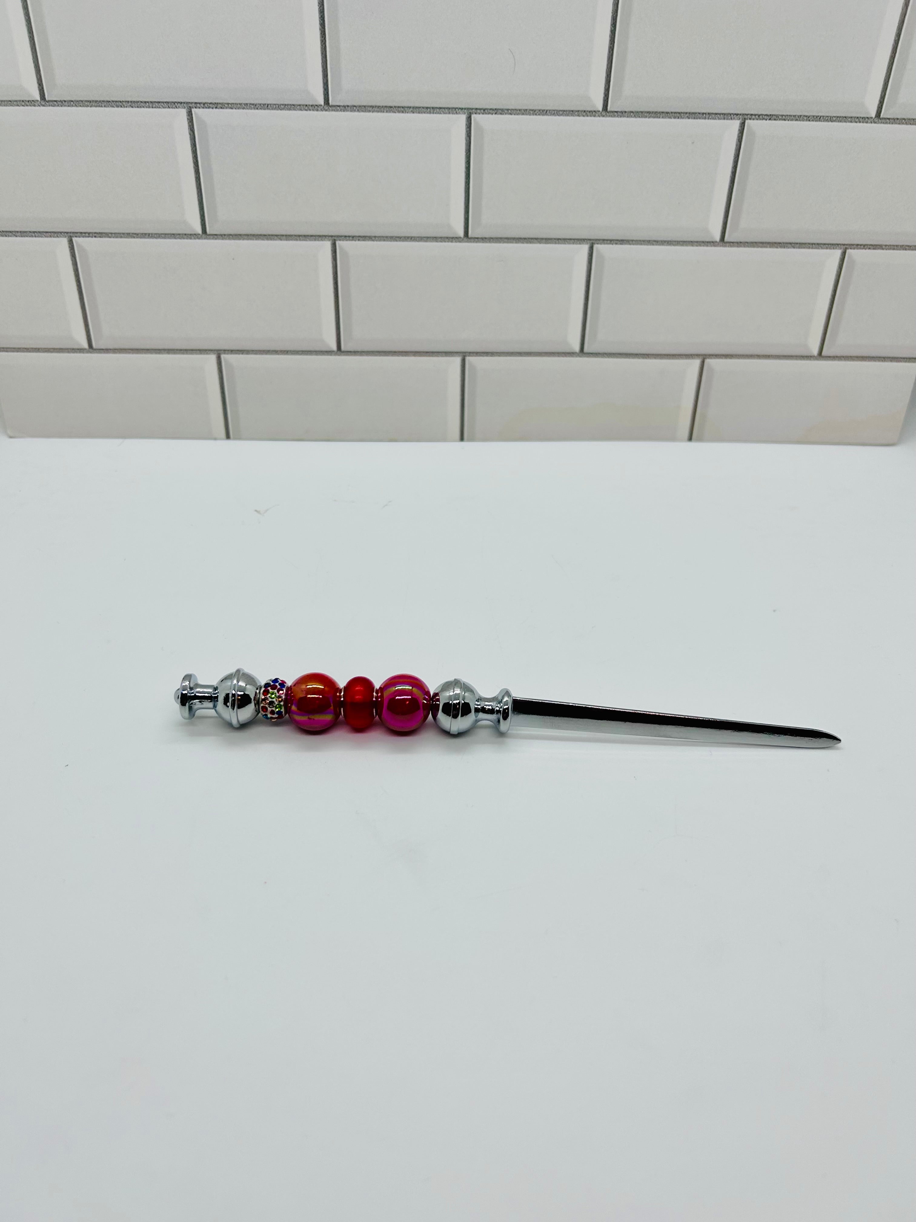 Beaded Letter Opener-Red Acrylic