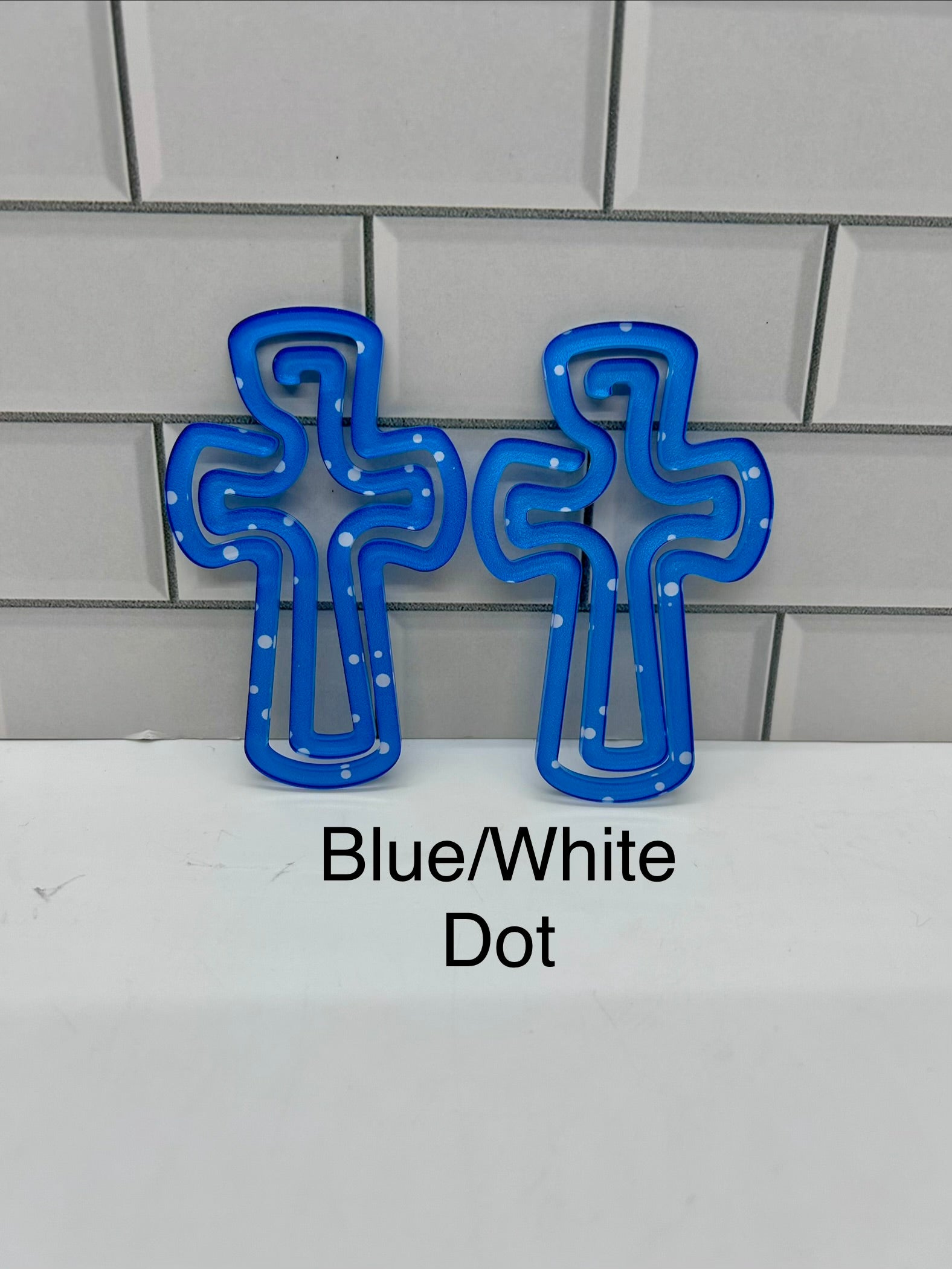 Acrylic  4 inch x 2.5 inch Jumbo Cross Paper Clips-Blue