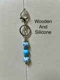 Wooden  and Silicone Beaded Keychain with Christian Focal