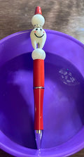 Stylo à bille perlé en silicone avec motif dentaire rouge