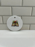 3x3 inch Ceramic Christmas Ornament featuring a Bookish Theme
