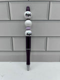 Beaded Ballpoint Pen, Dark Purple with Inspiration Theme
