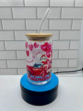 16 oz Glass Tumbler, Glass Straw featuring a Beautiful Valentines Day Design