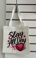 Canvas Mini Tote Bag With White Handles, Featuring a Beautiful Makeup Design. 10x10 inches