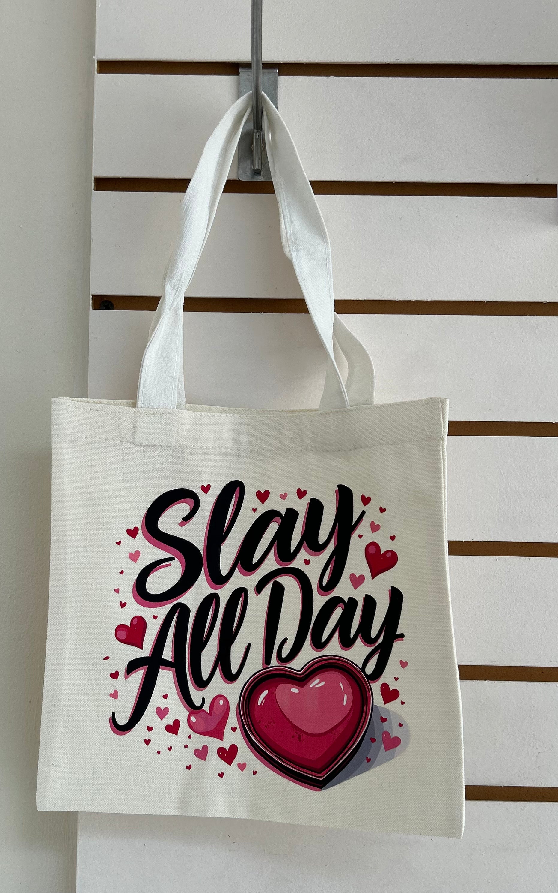 Canvas Mini Tote Bag With White Handles, Featuring a Beautiful Makeup Design. 10x10 inches