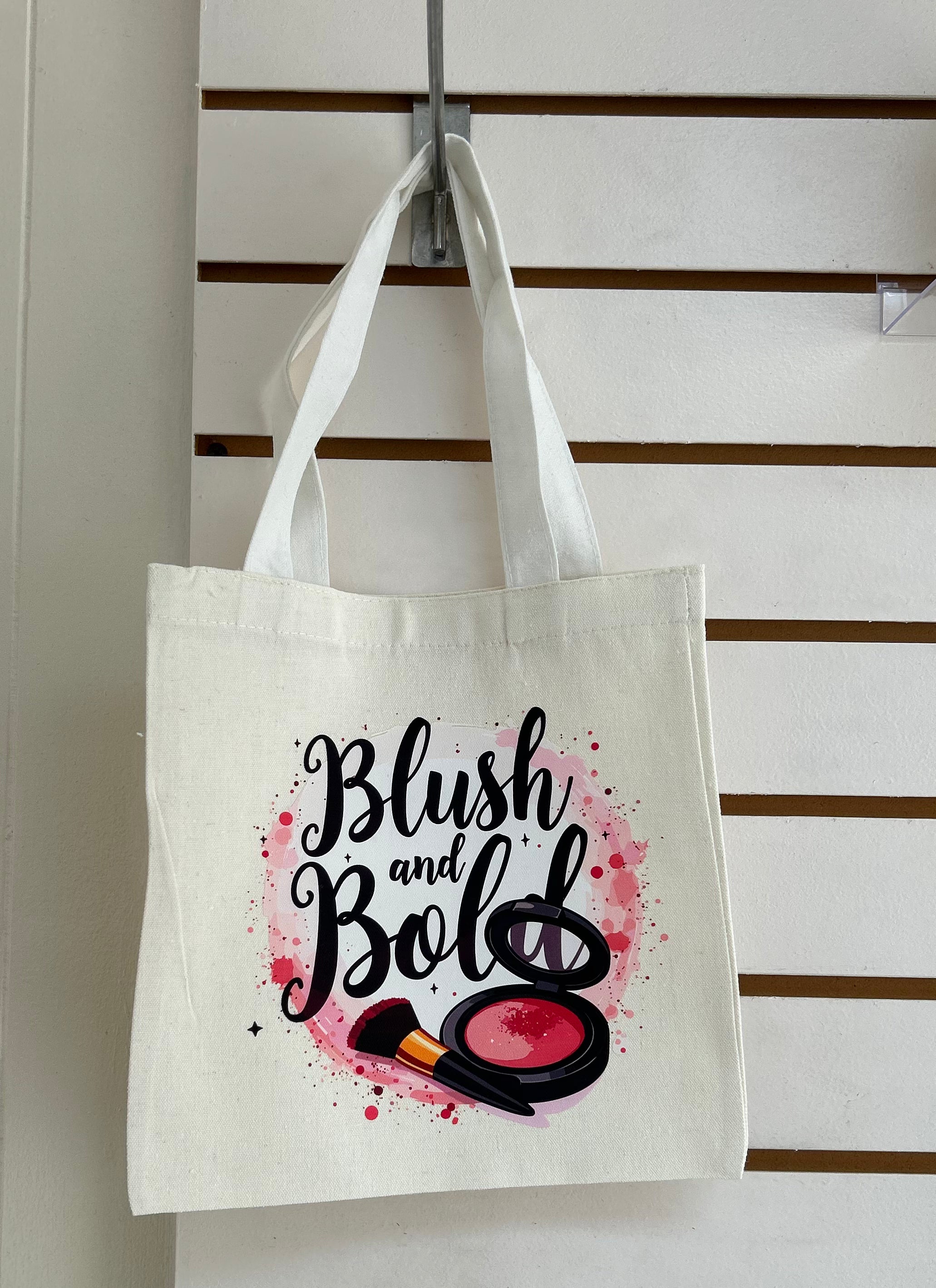 Canvas Mini Tote Bag With White Handles, Featuring a Beautiful Makeup Design. 10x10 inches