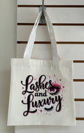 Canvas Mini Tote Bag With White Handles, Featuring a Beautiful Makeup Design. 10x10 inches