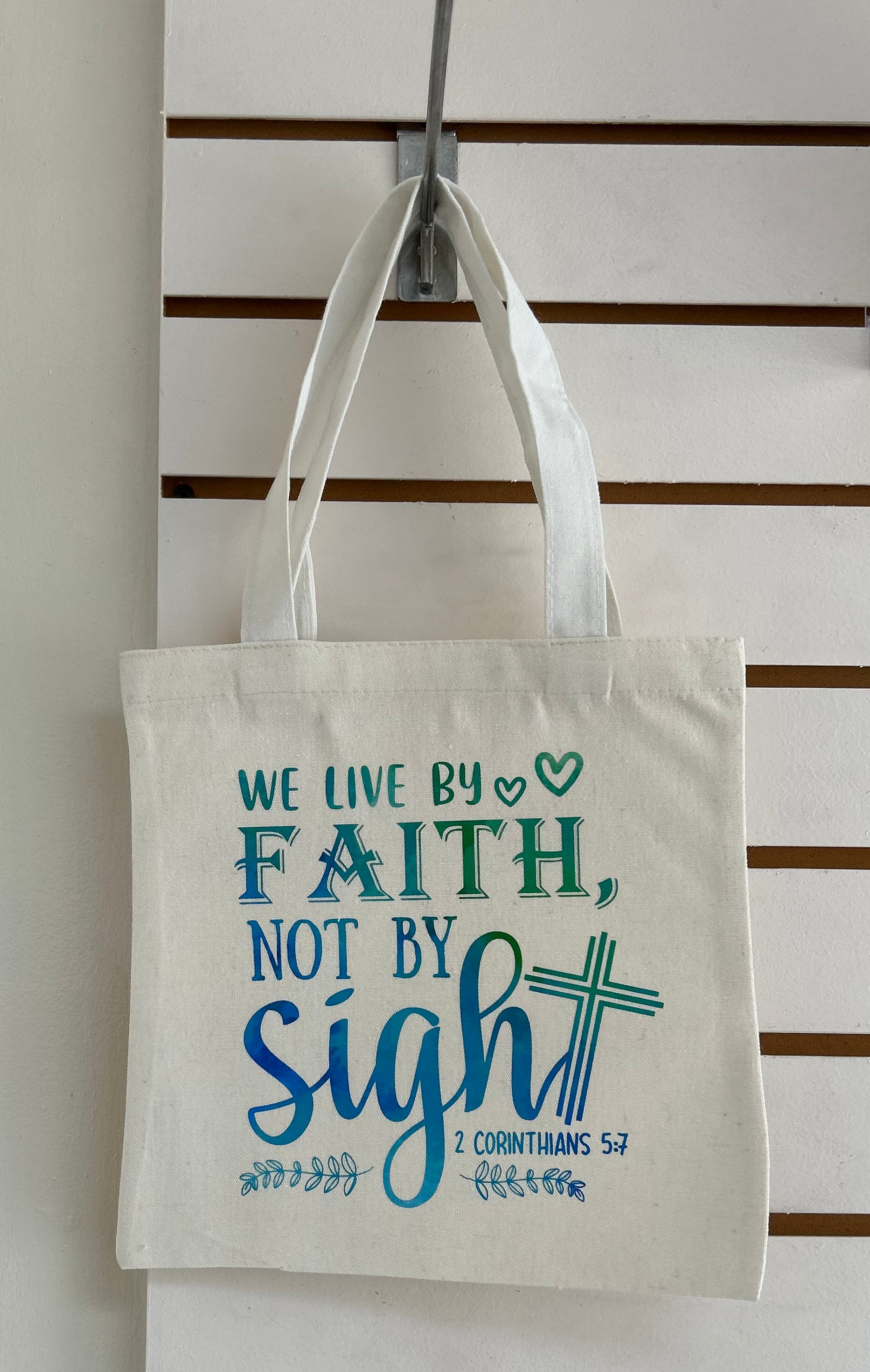 Canvas Mini Tote Bag With White Handles, Featuring a Beautiful Inspirational Design. 10x10 inches