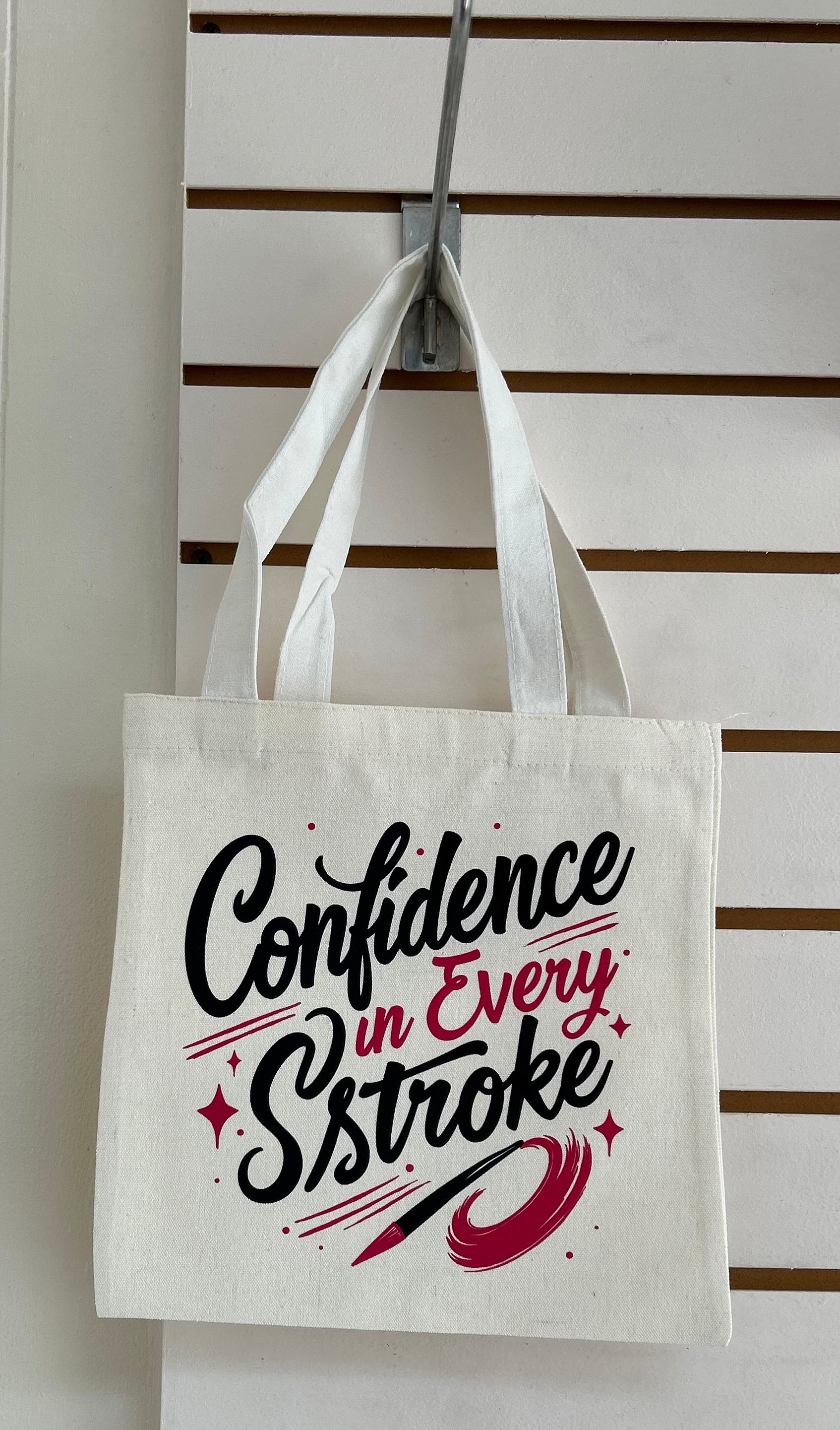 Canvas Mini Tote Bag With White Handles, Featuring a Beautiful Makeup Design. 10x10 inches
