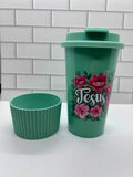 18 oz Hot/Cold Plastic Tumblers with Inspiration Design-Green