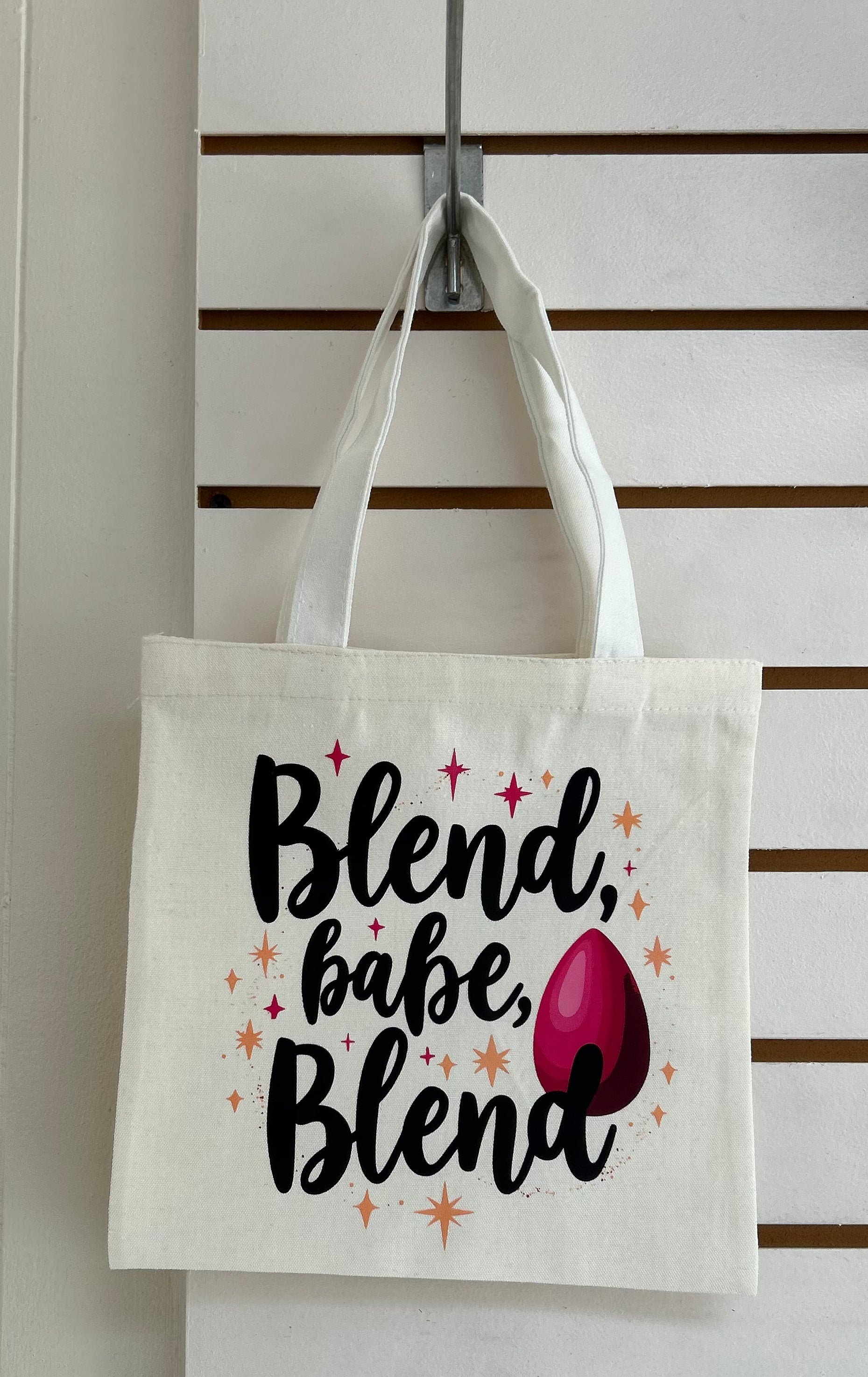 Canvas Mini Tote Bag With White Handles, Featuring a Beautiful Makeup Design. 10x10 inches