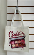 Canvas Mini Tote Bag With White Handles, Featuring a Beautiful Makeup Design. 10x10 inches