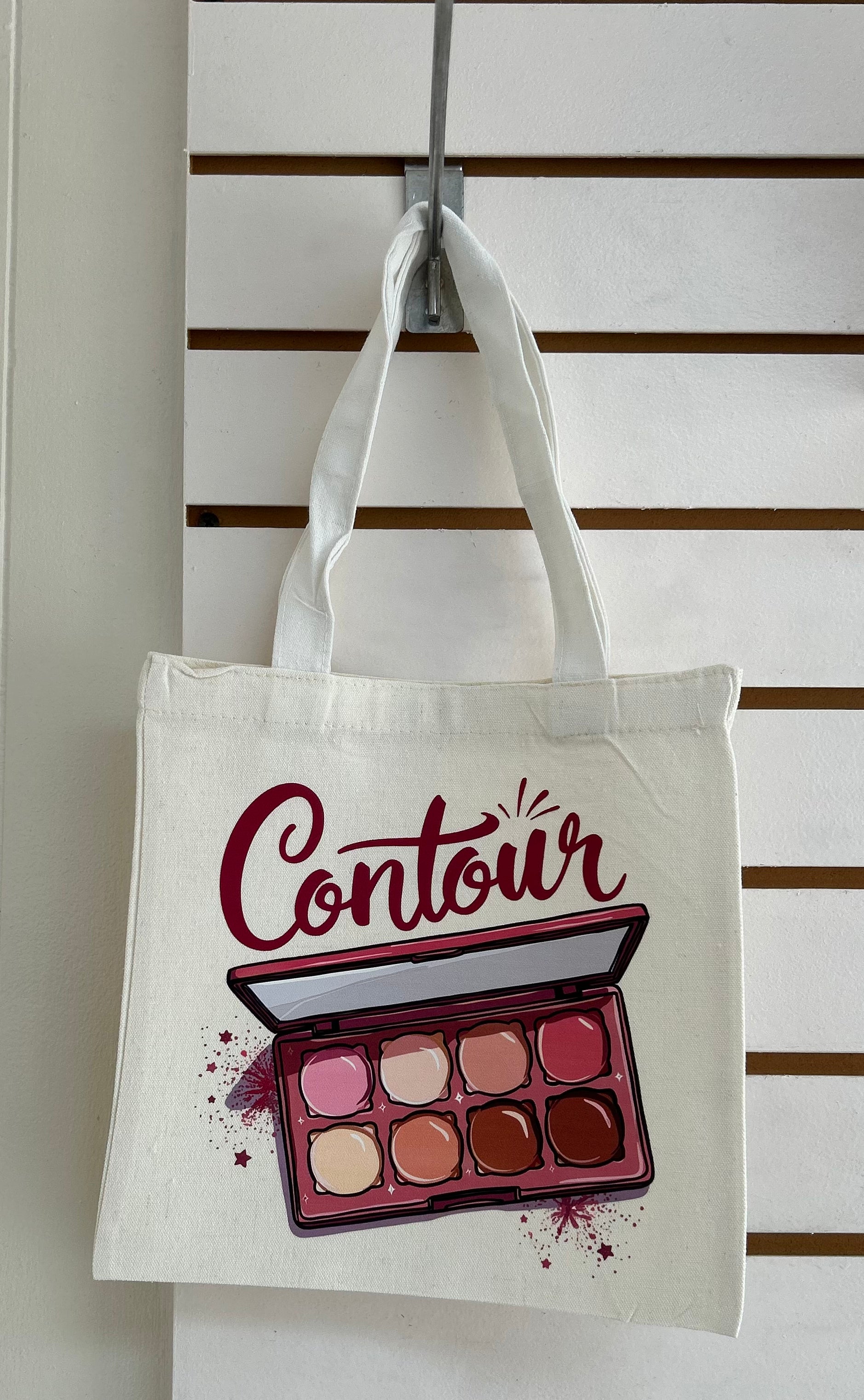 Canvas Mini Tote Bag With White Handles, Featuring a Beautiful Makeup Design. 10x10 inches