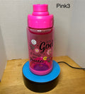 14 oz Plastic Water Bottle with Handle and Screw on Lid featuring a Beautiful Design