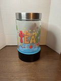 Glass Canister With Metal Lid Featuring A Beautiful Teacher Design, 1.1 Liters