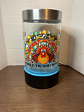 Bocal en verre avec couvercle en métal orné d'un magnifique motif automnal, 1,1 litre