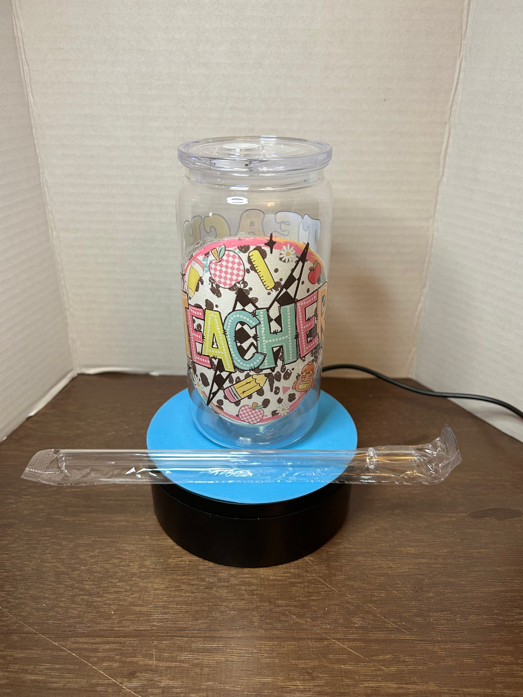 16 oz Acrylic Tumbler with Acrylic Straw featuring a Beautiful Design