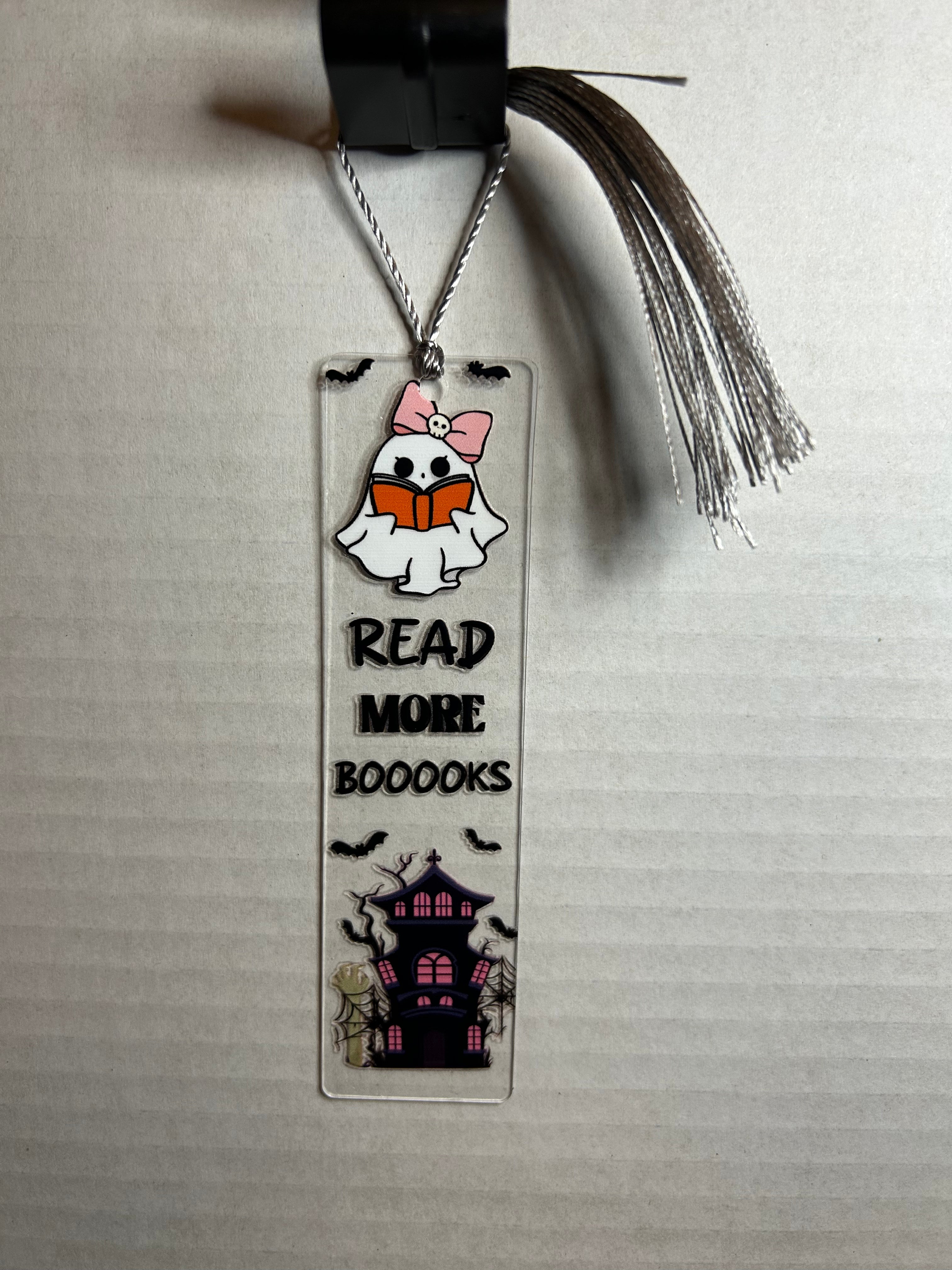 Acrylic Bookmark With Colored Tassel Featuring a Halloween Theme