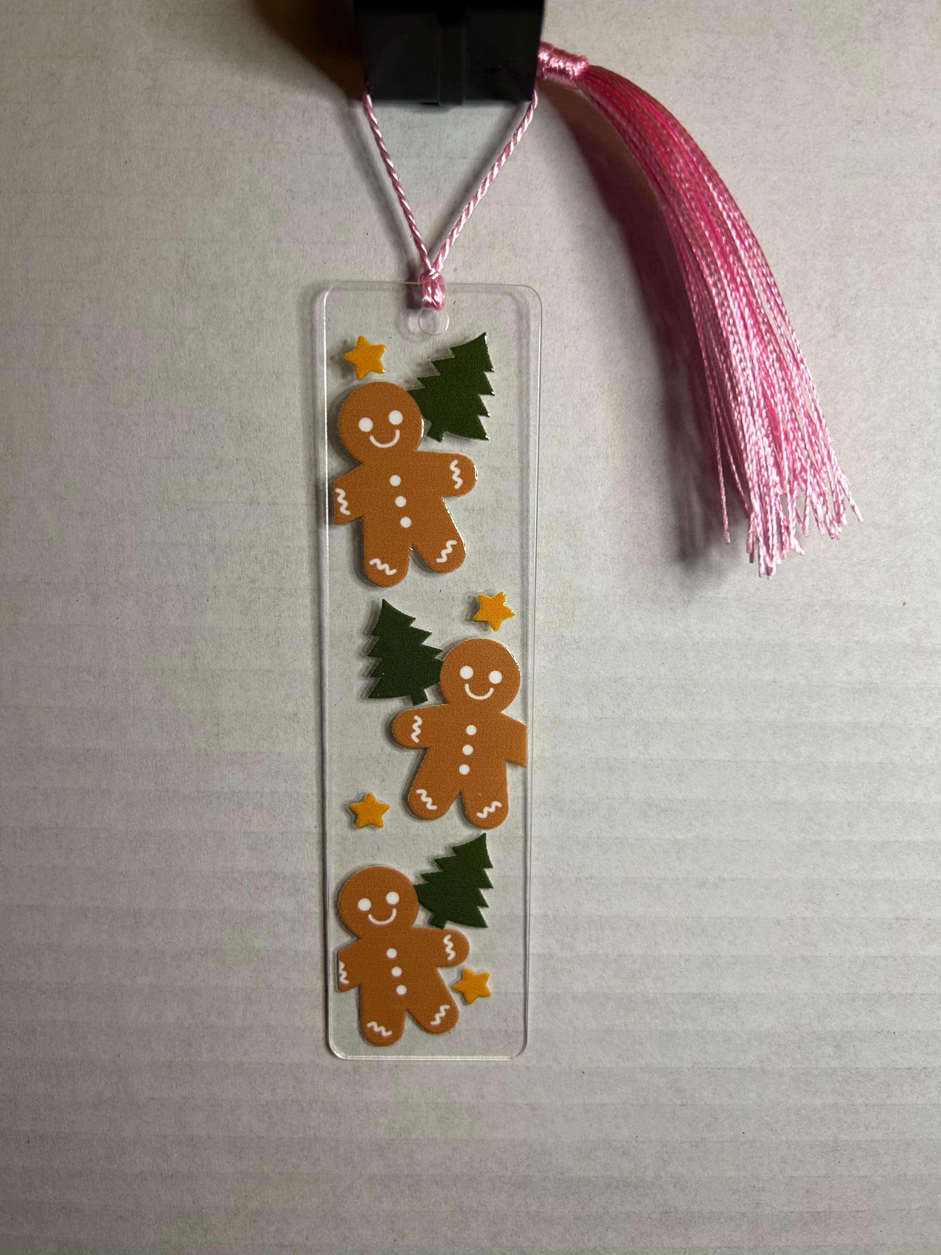 Acrylic Bookmark With Colored Tassel Featuring a Christmas Theme