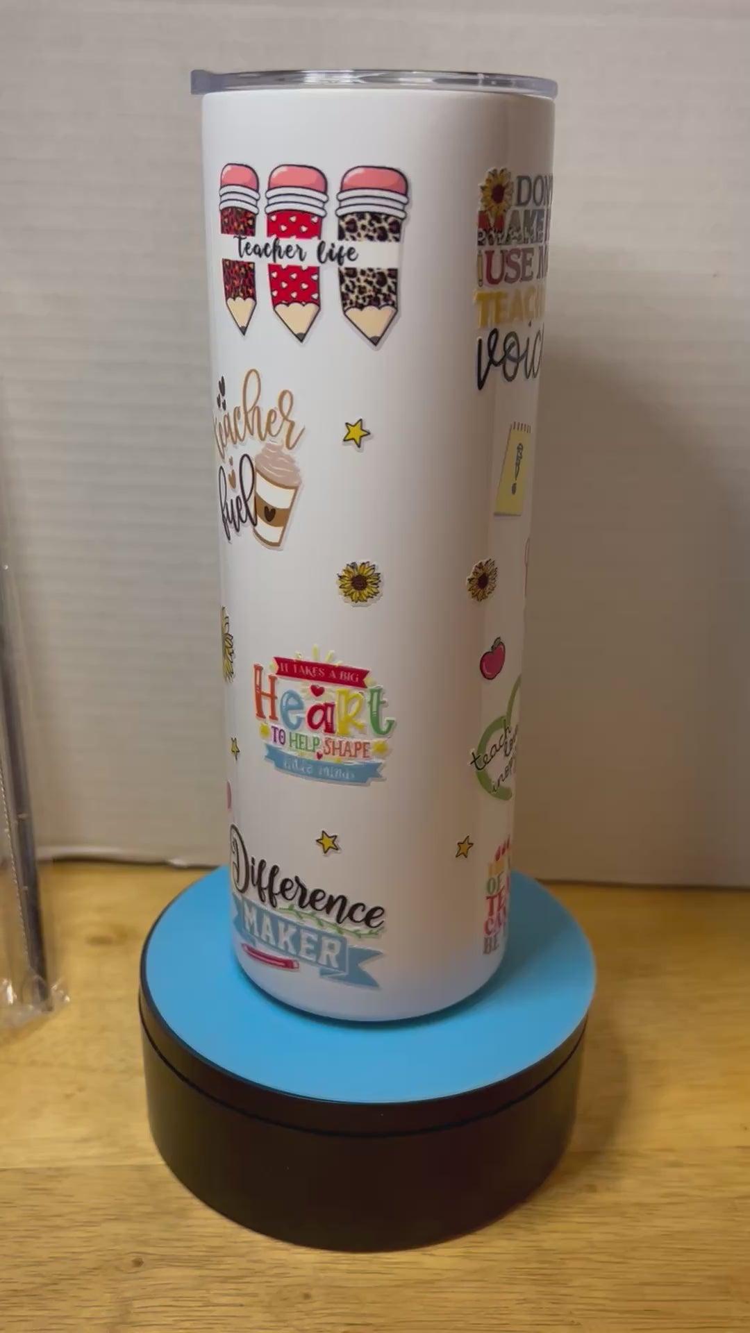 20 ounce Skinny Metal Tumbler With Metal Straw Featuring A Beautiful Teacher Inspired Design