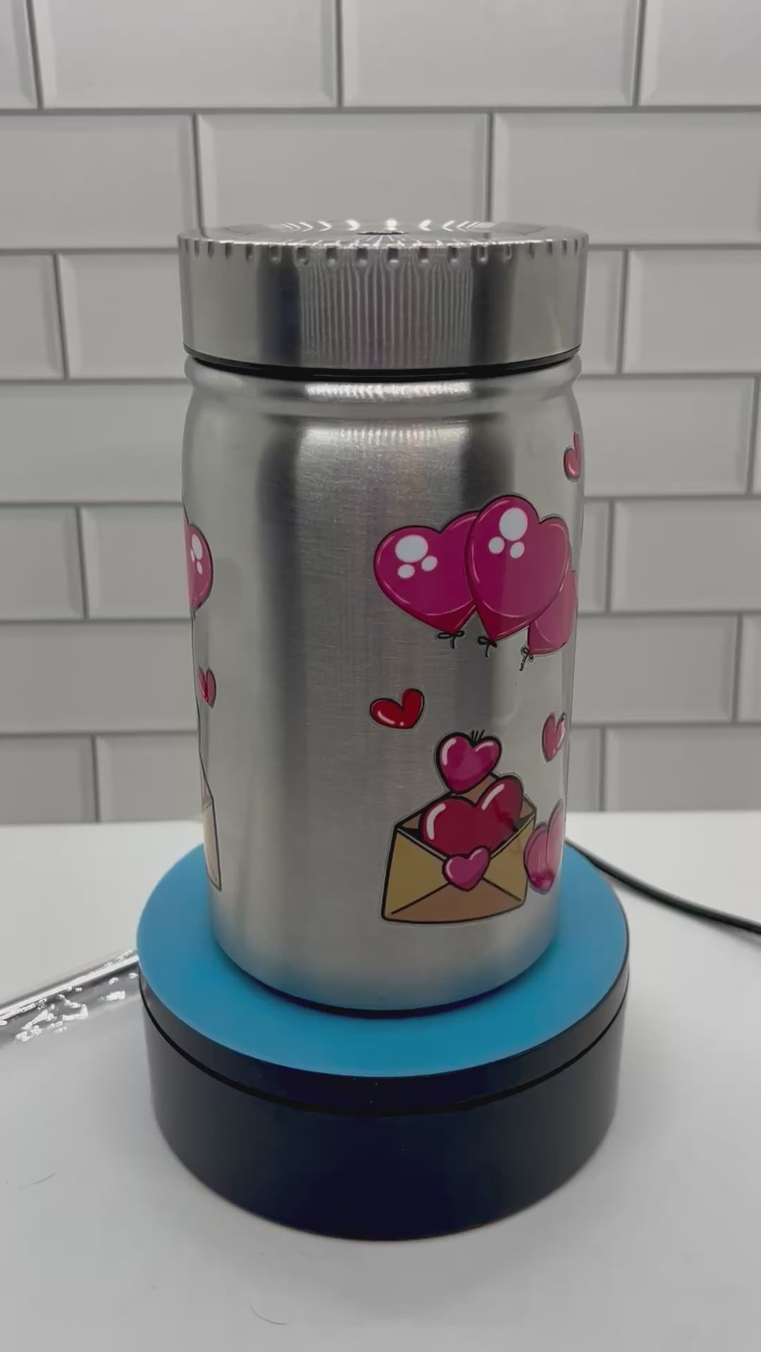 17 oz Metal Mason Jar Tumbler with Valentines Day Theme