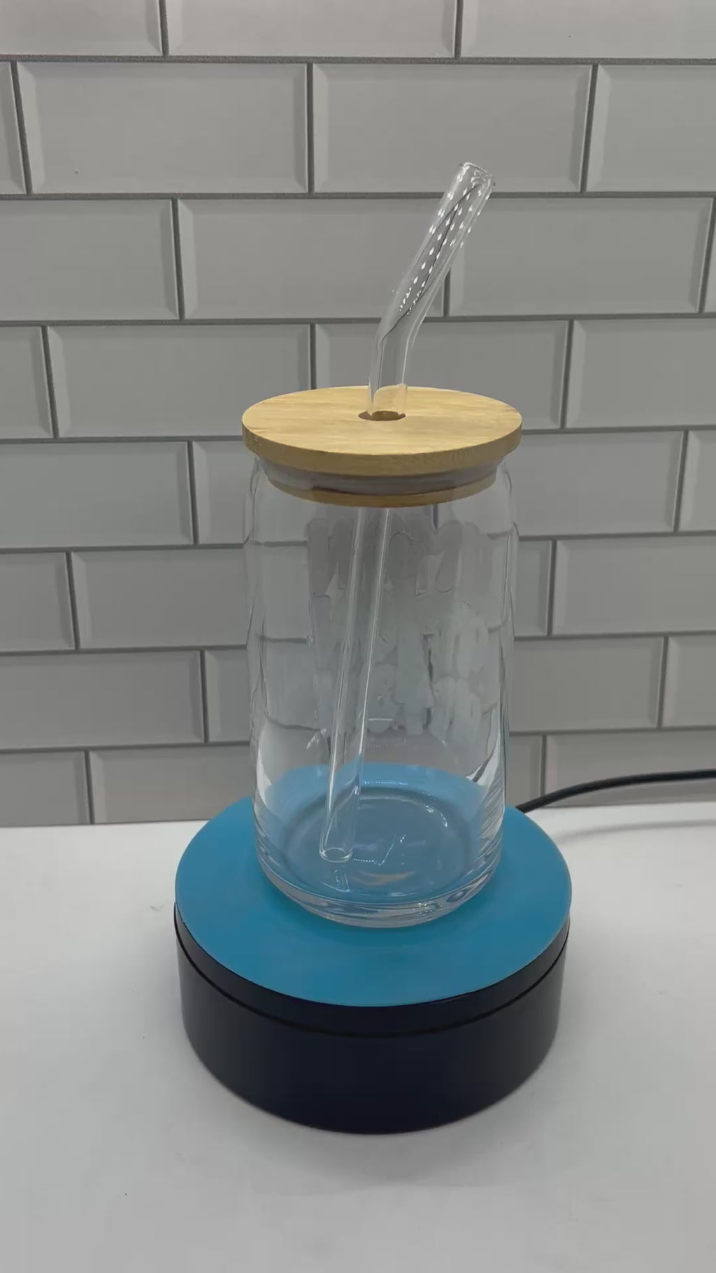 Gobelet en verre de 47 cl, paille en verre avec un magnifique motif de Pâques