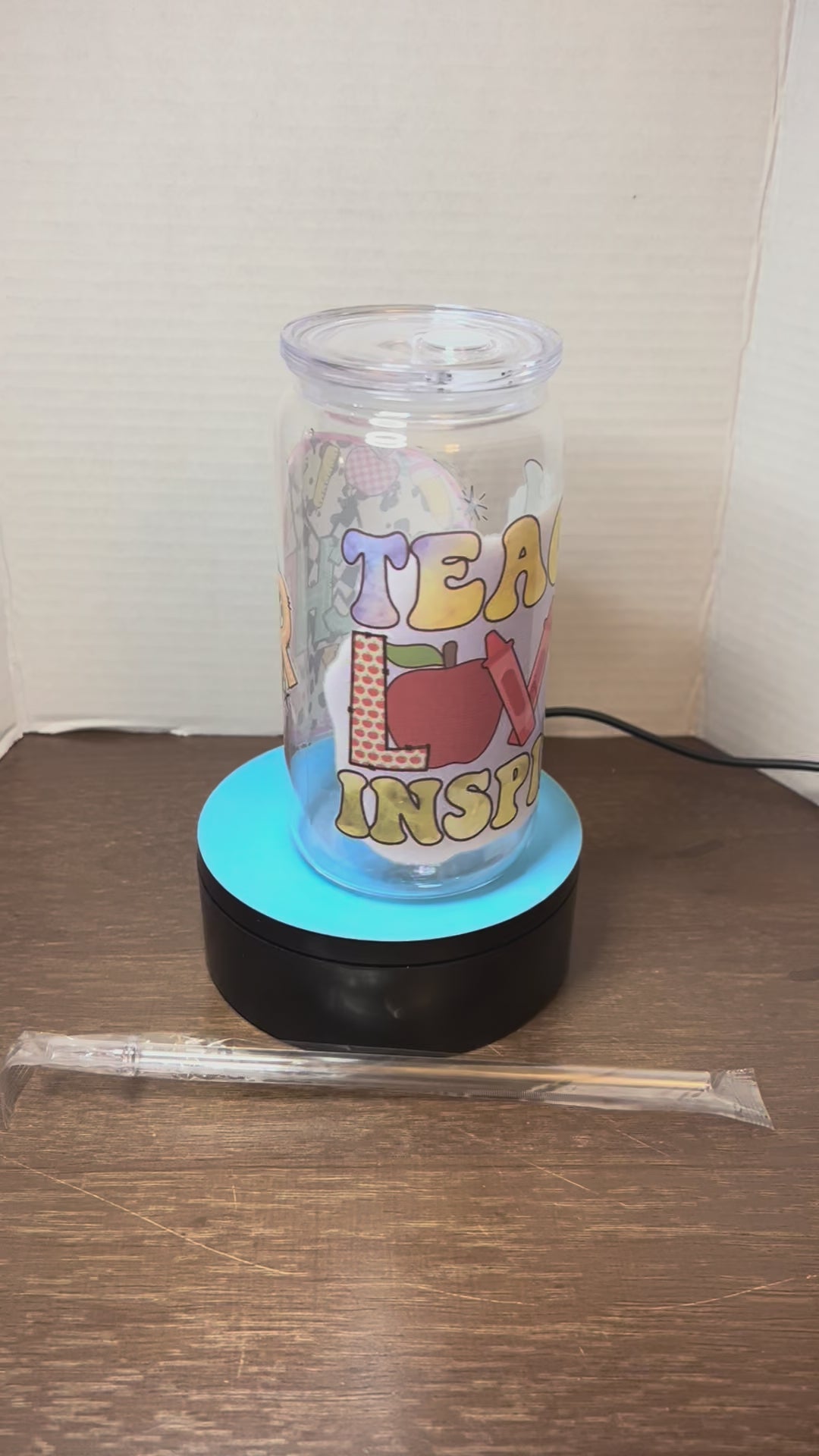 16 oz Acrylic Tumbler with Acrylic Straw featuring a Beautiful Design