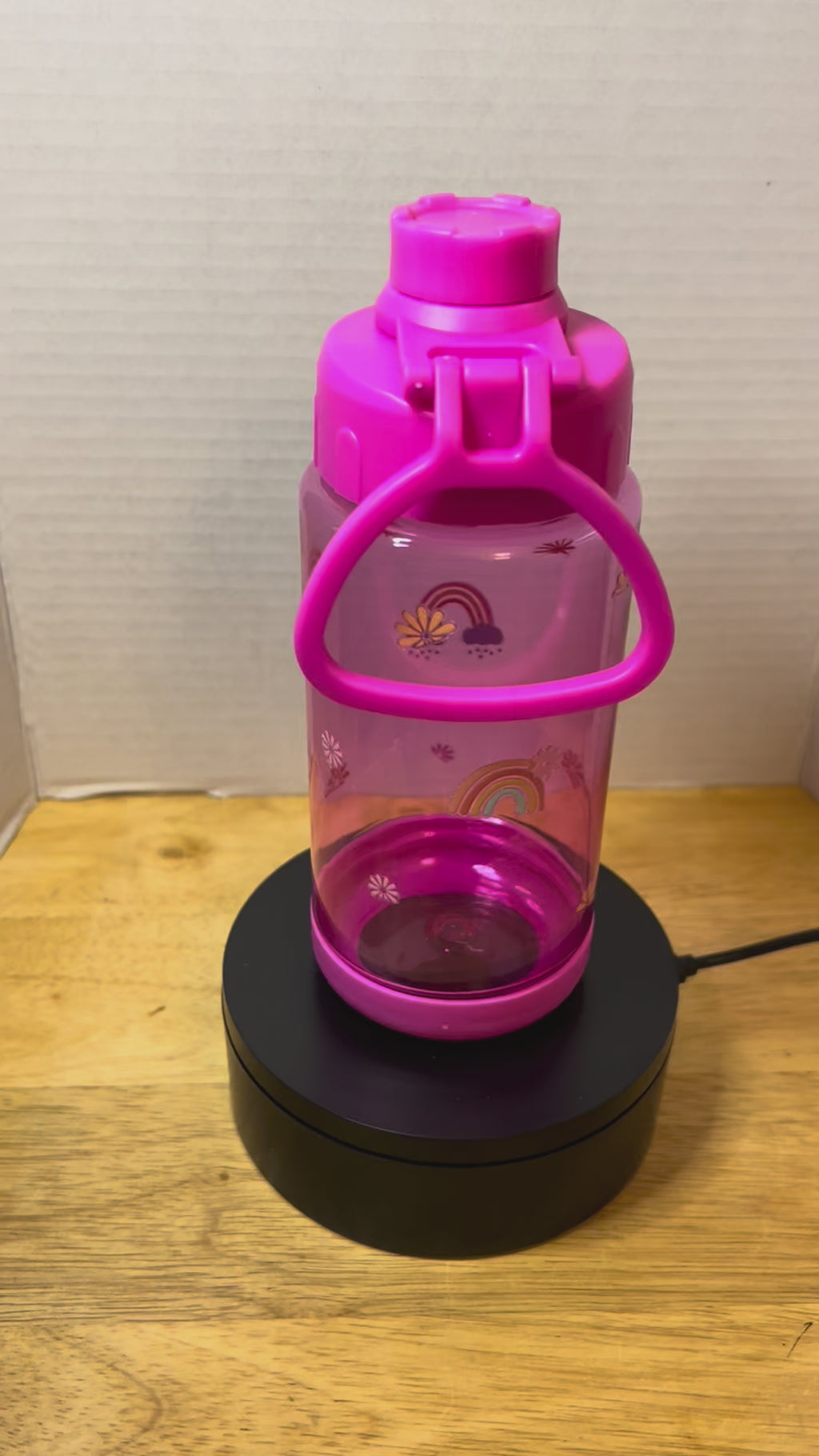 14 oz Plastic Water Bottle with Handle and Screw on Lid featuring a Beautiful Design